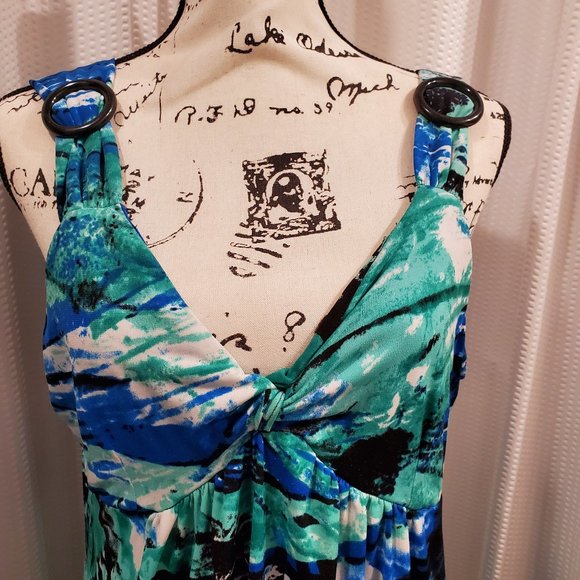 Elementz Dresses & Skirts - ELEMENTZ Tropical Multi-Color Long Dress V Neck XL